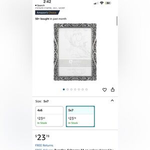 Malden International Designs Morgan Pewter Metal Picture Frame, 5x7, Silver